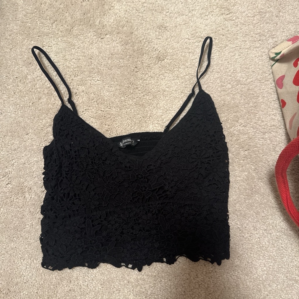 Stradivarius Black Crochet Camisole